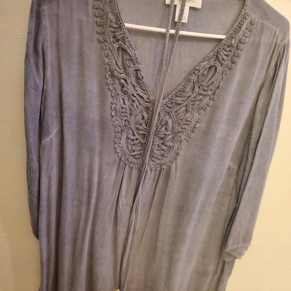 Baby blue embroidered maternity top size Large from Motherhood